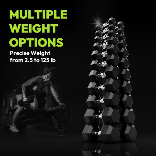 Hex Dumbbell Rubber Encased Strength Training Dumbbells, Hand Weight For Workout & Exercise/Pair of 8LB