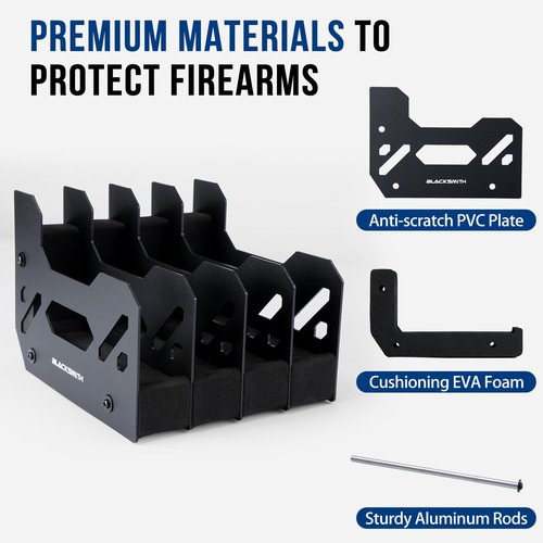 BlackSmith Foam Pistol Rack for Gun Safe 4 Gun Slots Gun Cabinet Accessories Storage Firearm Rack Revolver Handgun Stand