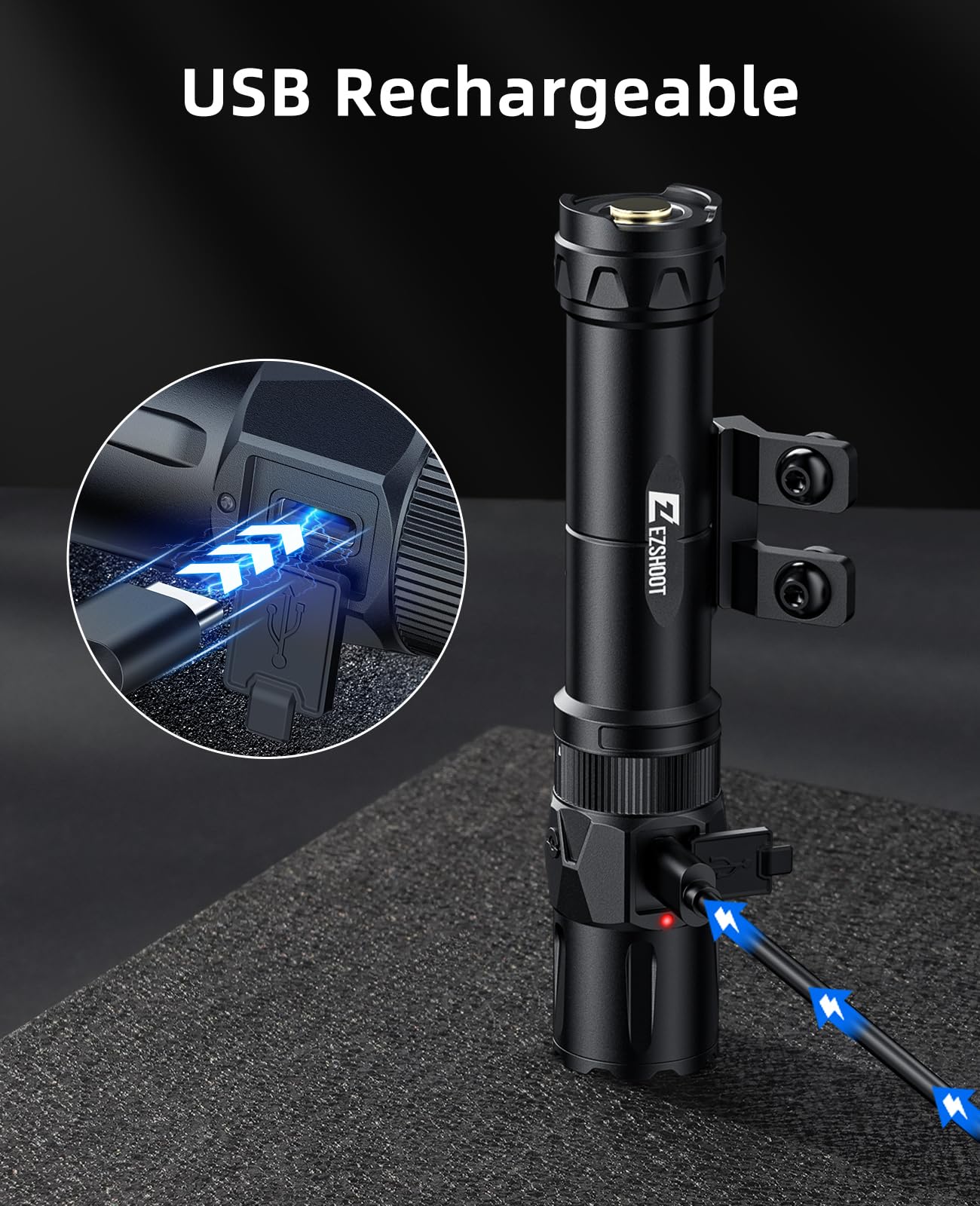 EZshoot 2500 Lumens Rifle Laser Light Combo Compatible with M-Rail, Rechargeable Ar Light Laser Combo with Magnetic Remote Switch, Tactical Rifle Flashlight with Strobe Mode for Home Defense, Hunting