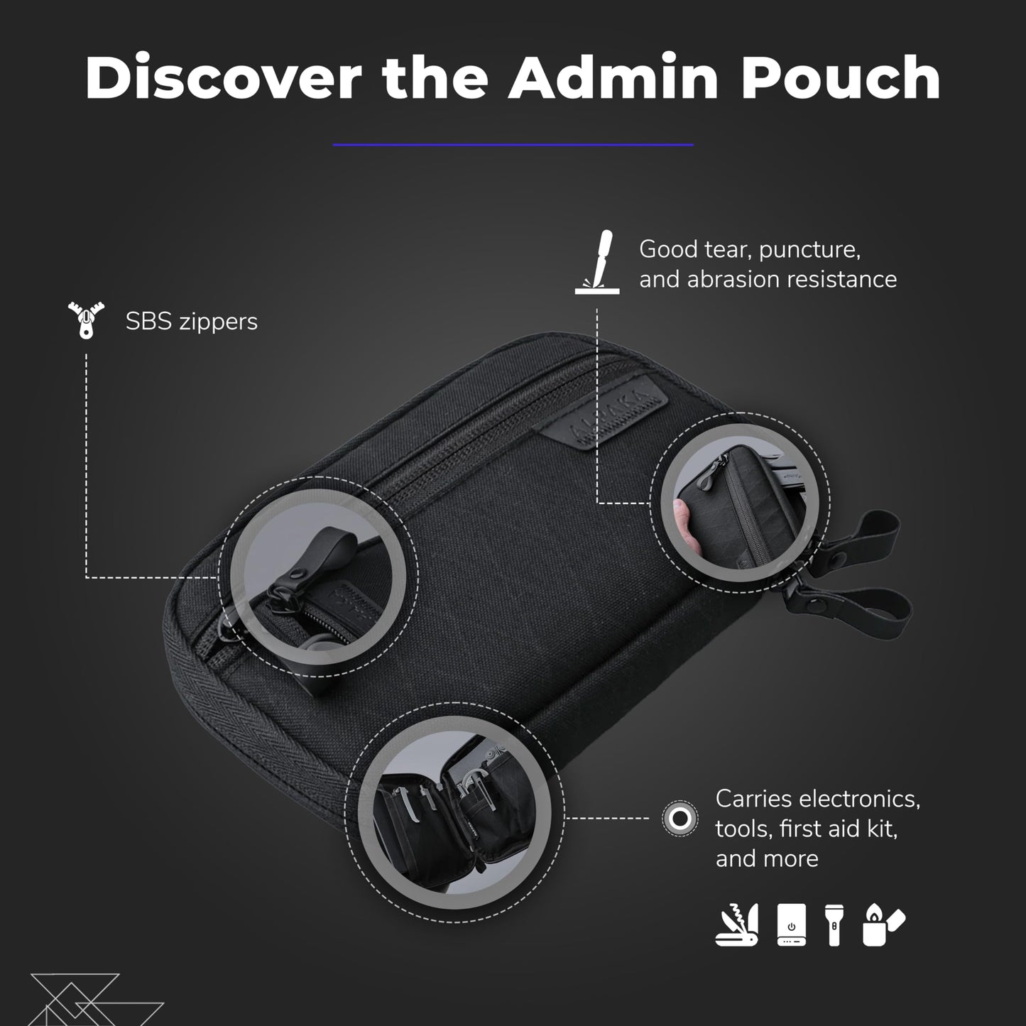 ALPAKA HUB Pouch - Soft-Shell Small Pouch Storage for Electronic Accessories, Tools, Durable, Weatherproof, and UV Resistant X-Pac X42 Fabric - Olive Green