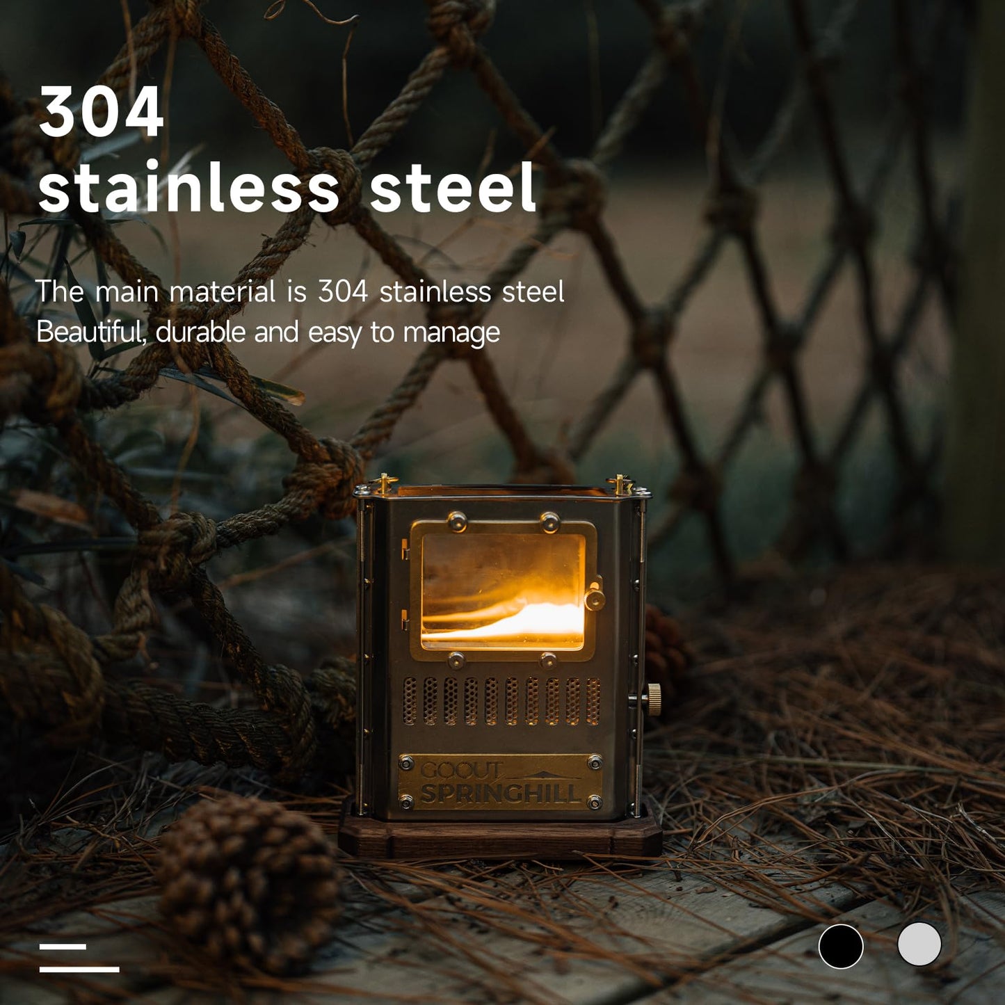 GOOUT SPRINGHILL Camping Oil Lamp Portable Stove Hanging Kerosene Lantern for Outdoor Lighting Warming Silver