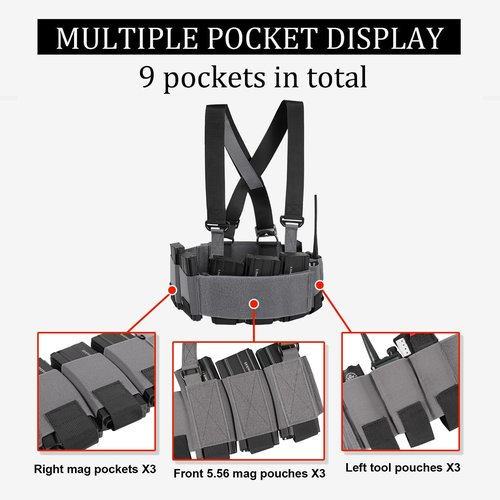 CASONMMAX Low-Vis Tactical Chest Fixation Device,Lightweight Elastic Rig Cummerbund Combat Gears. (Wolf Grey)