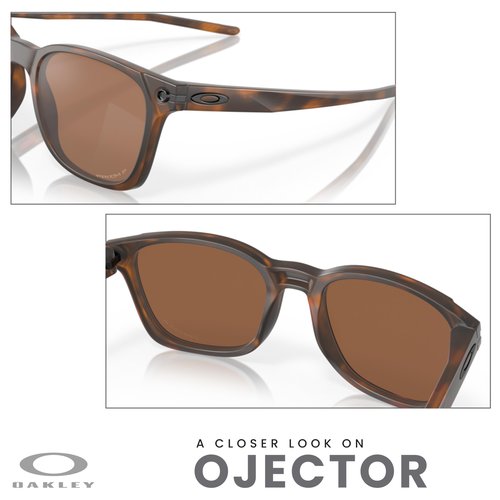 Oakley Ojector OO9018 901805 55MM Matte Brown Tortoise/Prizm Tungsten Polarized Rectangular Sunglasses for Men + Bundle Accessory Leash Kit, Microfiber Pouch