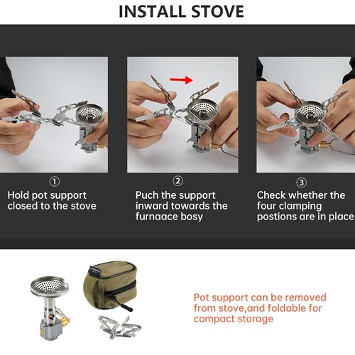 Campingmoon Portable Camping Gas Stove Ultralight Backpacking Stove With 4-Flex Outdoor Hiking Gear (XD-NE-2F(No Igniter))