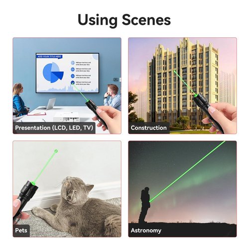 MIPREZT [4 Packs] Rechargeable Green Line Light Flashlight Long Distance Range for TV/LED/LCD Screens Tactical Flashlights Presentation Office/Outdoors/Astronomic/Construction [005]