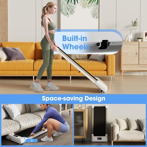Goplus Walking Pad, Under Desk Treadmill for Home Office with 265 lbs Capacity, Portable 2 in 1 Walking Pad Treadmill Under Desk with Remote Control, LED Display