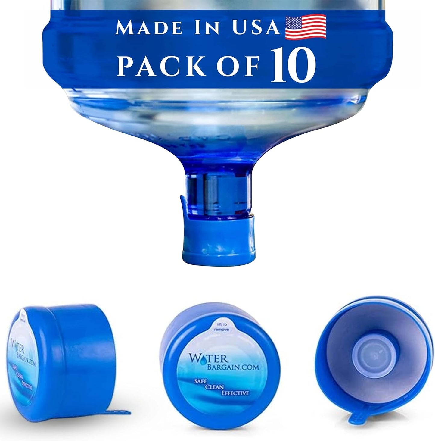 [10 Pack] USA Made 3 & 5 Gallon Water Bottle Caps - Spill Proof 5 Gallon Water Jug Cap fits 2, 3, 5, 6 Gallon Water Jugs - 5 Gallon Water Jug Lid - Lids for 5 Gallon Jug Cap, 3 Gallon Water Jug Cap