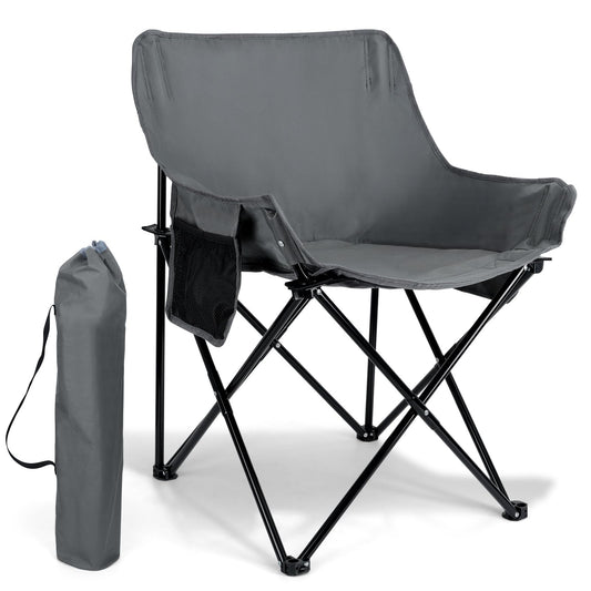 Leonyo Camping Chair, Oversized Folding Camping Chair, Heavy Duty Portable Moon Chair with Carry Bags, Outdoor & Lawn Chairs for Outside Camping, Fishing, Travel, Beach and Sports (Grey)