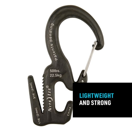 Nite Ize Figure 9 Carabiner Rope Tightener - Heavy-Duty Carabiner Clip - Cord & Rope Tightener with Wire Gate - Carabiner Camping Accessories & Tent Essentials - Small, Black (4 Pack)