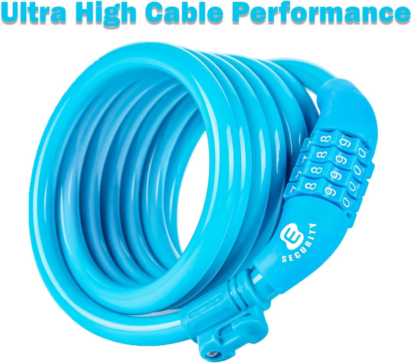 Secure Etronic 6ft Coiled Bike Lock - Resettable Combo Lock with Mounting Bracket