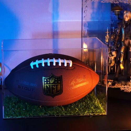 LVETOLS Autographed Football Display Case Full Size, No Assembly Required Clear Acrylic Show Case with Artificial Turf for Football Display
