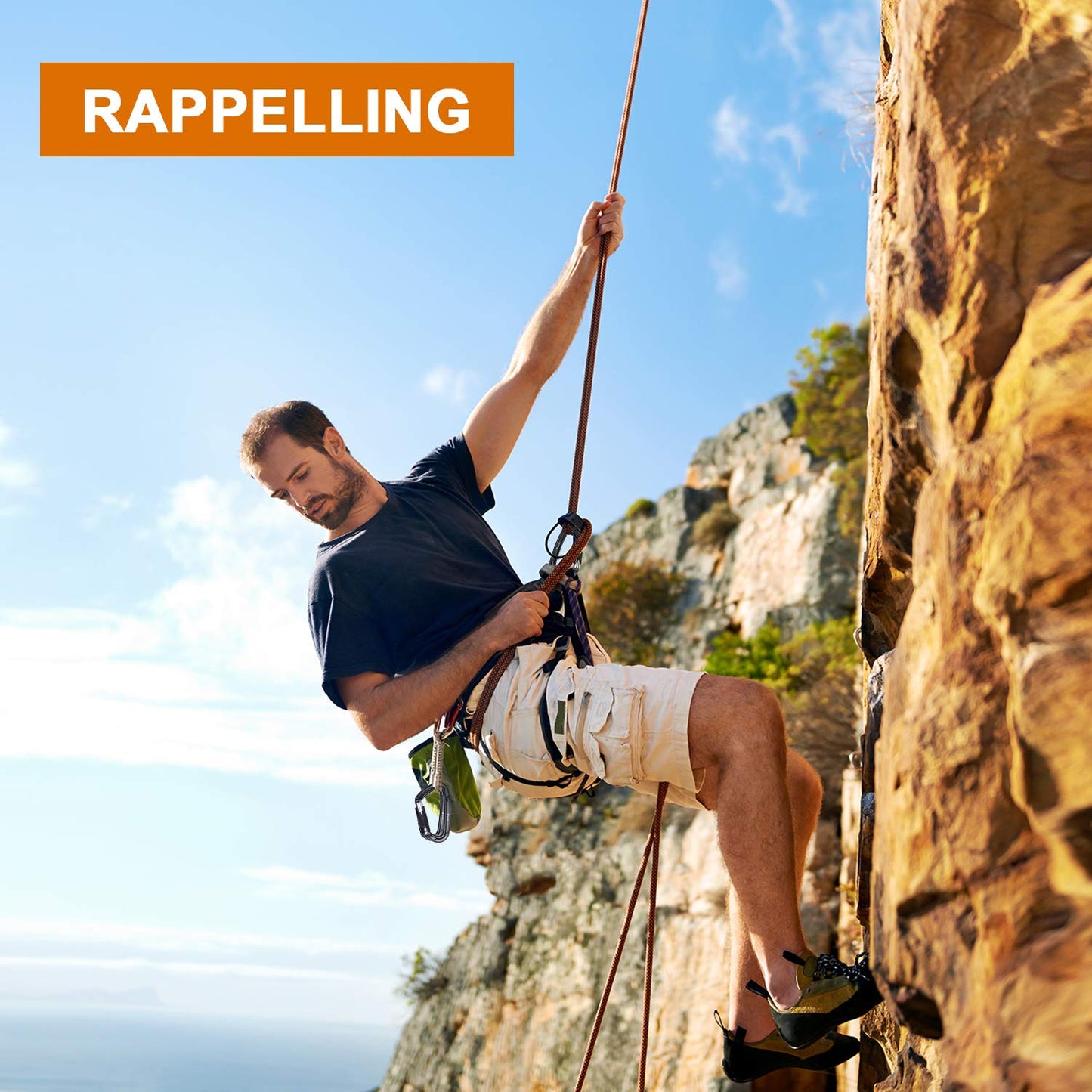 Favofit Locking Climbing Carabiner Heavy Duty UIAA Certified 42kn (9441 lbs) and 25kn (5620 lbs) Safety Caribeaner Clips - Large Rock Mountain Caribiniers for Rescue Firefighter