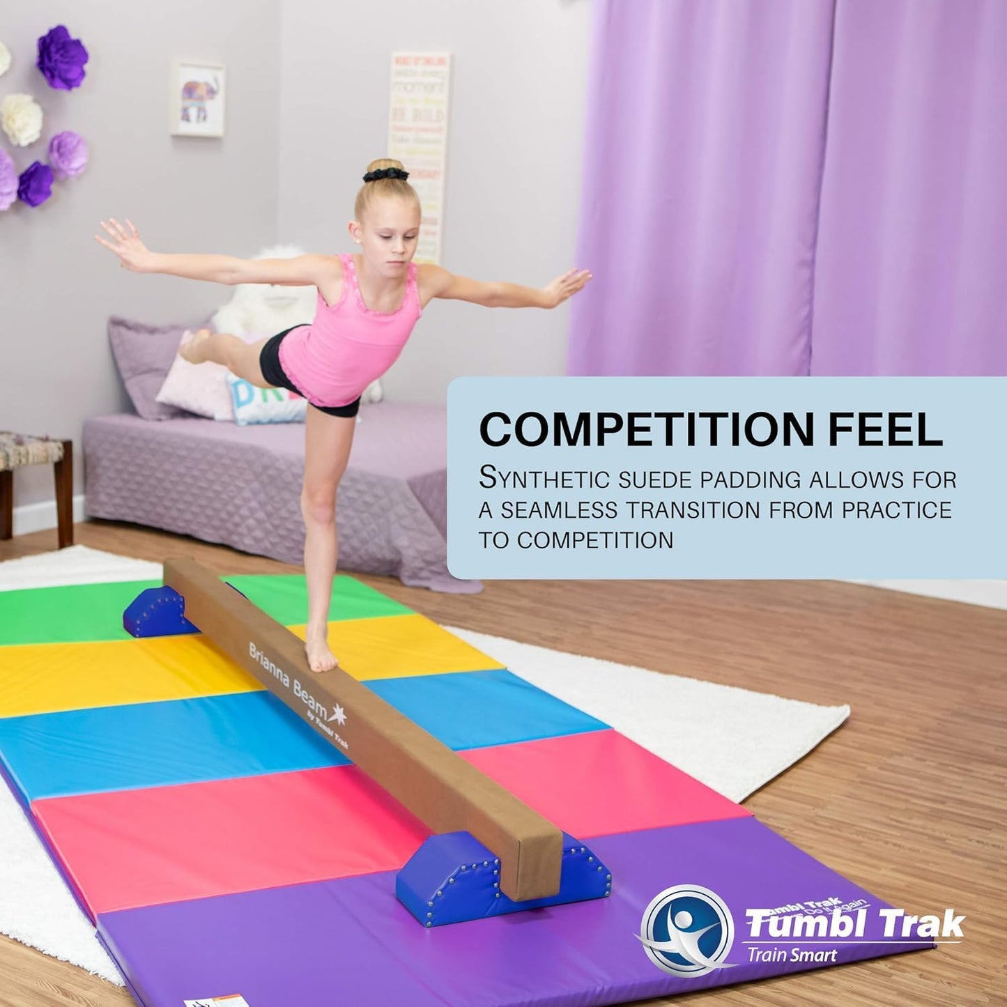 Tumbl Trak Brianna Balance Beam, Suede