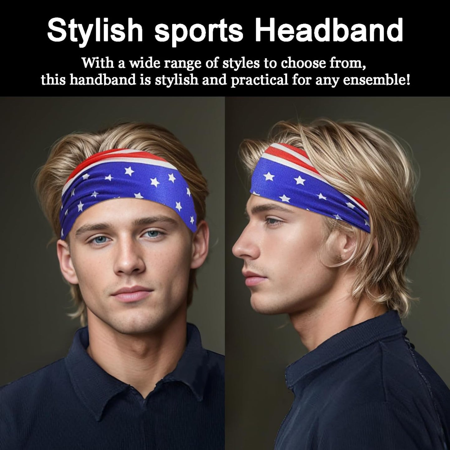 Men's 9-Pack Sports Headbands | Stretchy Sweatbands for Running & Workouts