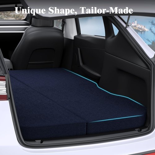 Slumbrae Custom Fit Tesla Model Y Mattress 76"x43" 4-Inch Memory Foam Camping Bed Plush Washable Cover Foldable Car Sleeping Pad for Road Trips and SUV Adventures