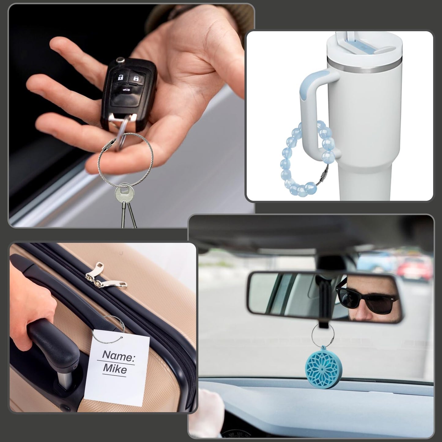 Ira Pollitt 100 Pieces 6 Inch Wire Keychain Cable 2mm Twist Barrel Stainless Steel Key Rings Loop Wire Cable Braided Steel Key Chain Heavy Duty Luggage Tags Loops Tag Keepers