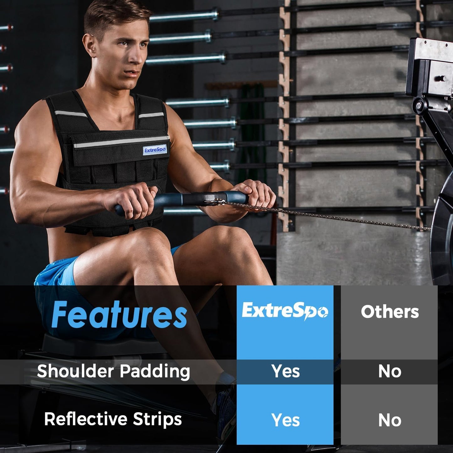 ExtreSpo Adjustable Weighted Vest for Men Women, 40lb Rucking Weight Vests Adjustable for Running, Training Workout, Jogging, Walking