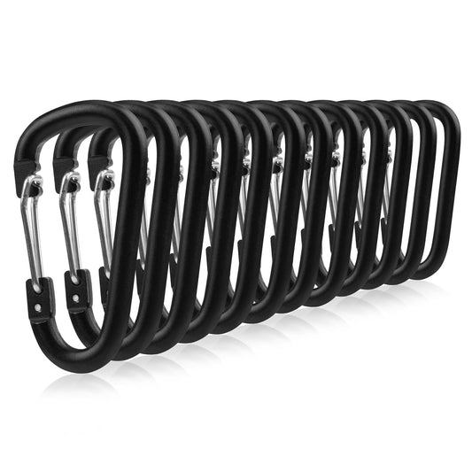 12PCS Small Carabiner Clip - 2.3" Mini Carabiners Keychain for Keys Water Bottle Dog Leash Camping Hiking, D Ring Hooks Aluminum