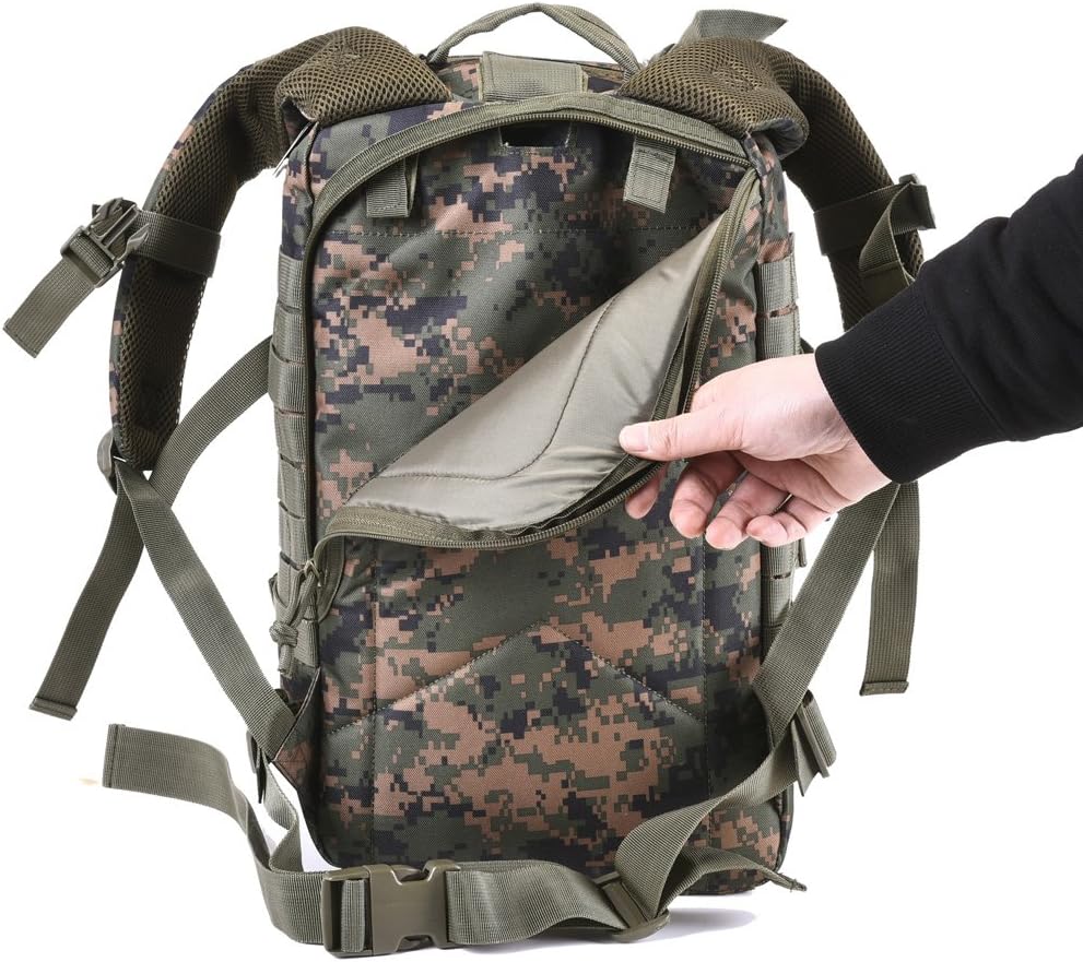 REEBOW GEAR Military Tactical Backpack for Men Large 34L Army 3 Day Assault Pack Molle Bag Backpacks (34L, Black)