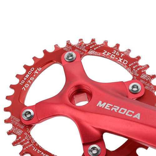 PETCHOR Square Taper Crankset MTB, Mountain Bike Single Speed Crankset, Bicycle Crank Arm Set 170mm 104BCD, 36T Chainring & Bolts, Red