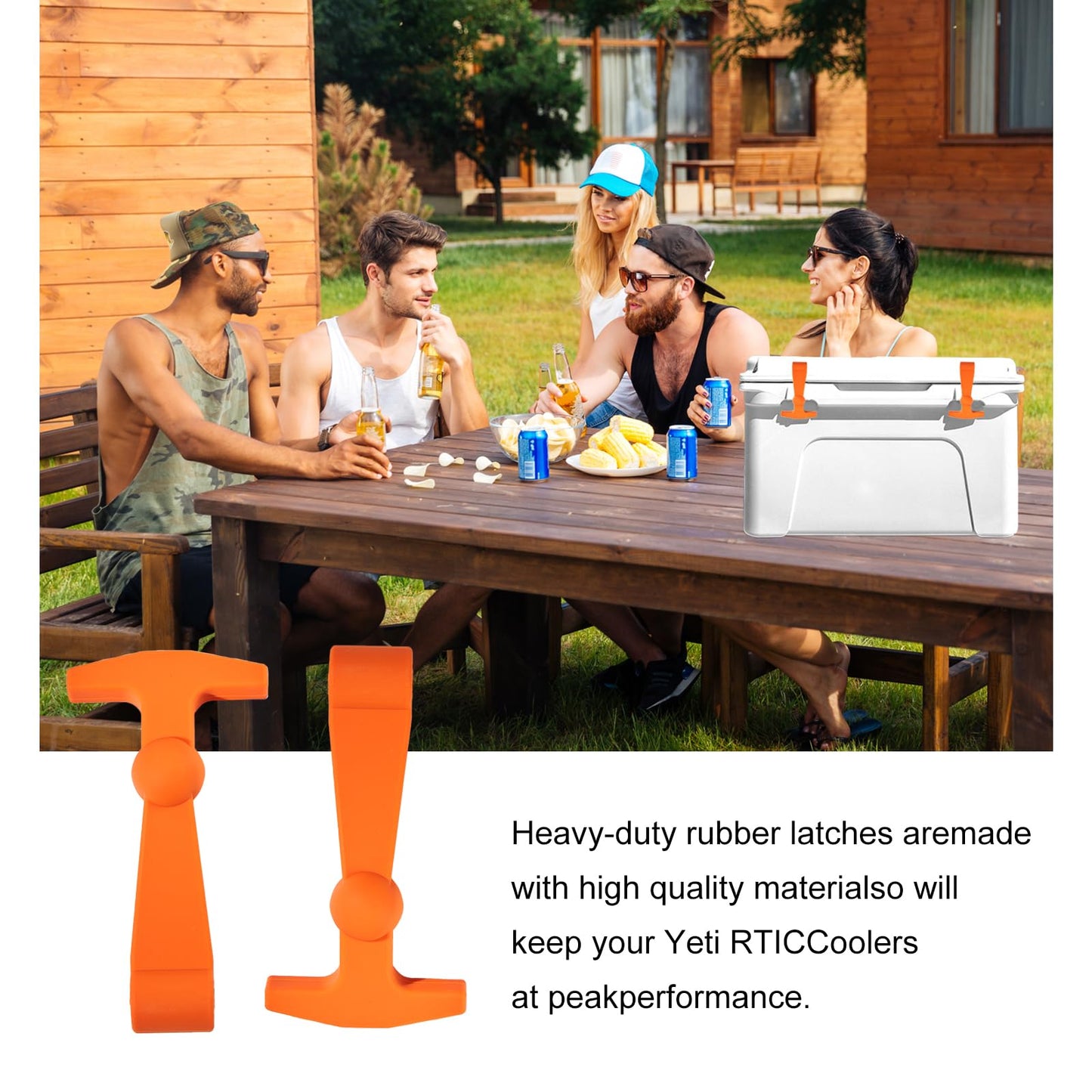4Pack Cooler Latches Replacement for Yeti, RTIC Related Coolers, Premium Durable Rubber T- Latches Compatible with Yeti, RTIC Cooler Accessories (Orange)