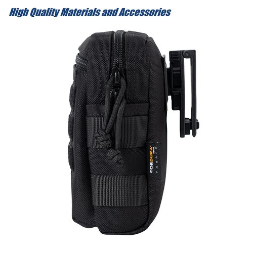 Dotacty Tactical Belt MOLLE Pouches w/Rotatable Clip Phone EDC Gear Utility Duty Pack Gadget Small Tool Wasit Carry Bag for Police Law Enforcement Security Work Patrol Vest Backpack Camping Hiking