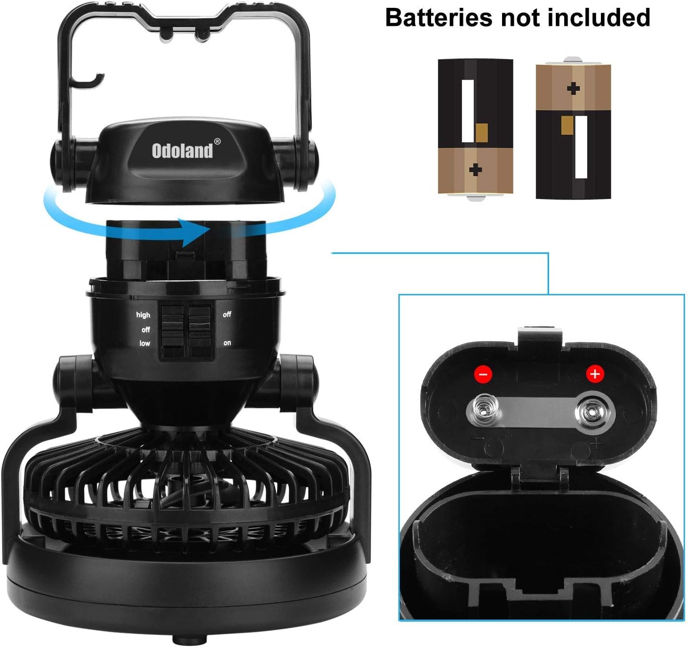 Odoland Portable LED Camping Lantern & Ceiling Fan - Ideal for Hurricane Emergencies