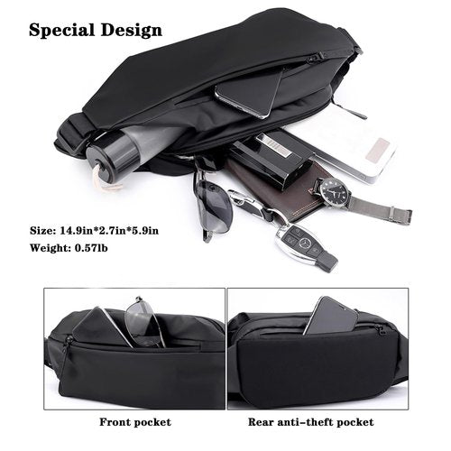 Crossbody Bag for Men and Women,Sling Bags,Adjustable Waist Belt,Durable,Water Resistant Fanny Pack Chest Bag for Travel Daypack Outdoor Running(Grey)