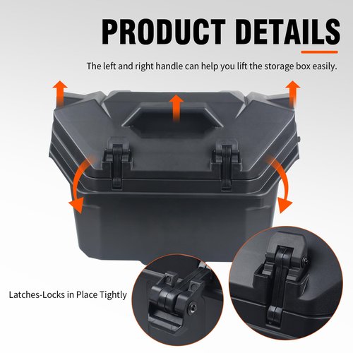 CUSAUTV 55 QT Rear Cargo Box Compatible with 2024 2025 Polaris RZR XP 1000/ XP 4 1000 Accessories UTV Water Resistant Rear Cargo Storage Box with Two Lockable Latches Replacement for 2884525