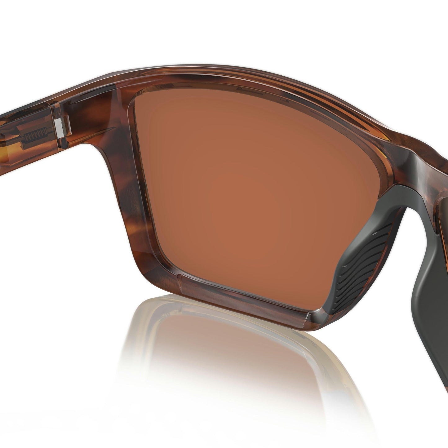 Fin-Nor Men's Rectangular Sunglasses, Green/Copper Glass Lens-Matte Tea Tortoise Frame, L/XL