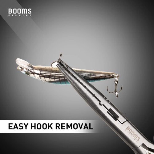 Booms Fishing F03 Needle Nose Fishing Pliers, 9" Fisherman's Pliers, Long Nose Hook Remover, Saltwater Resistant Fishing Gear, Gray