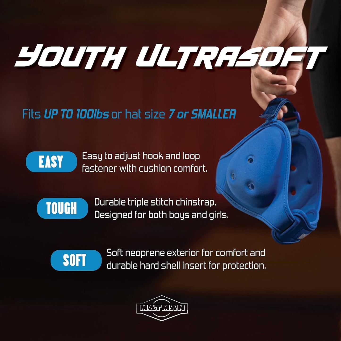 Matman Dynasty Youth Wrestling Headgear – Kids Soft & Comfortable Protective Ear Guards for Wrestling, BJJ & MMA