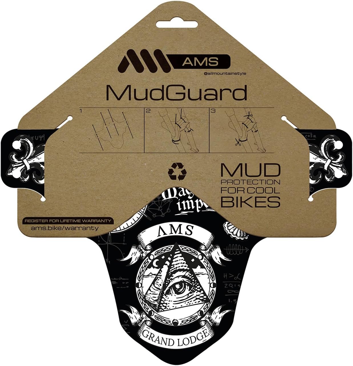 All Mountain Style AMS Front Mudguard – Fits 26’’,27.5’’,29’’, Dazzle/Black