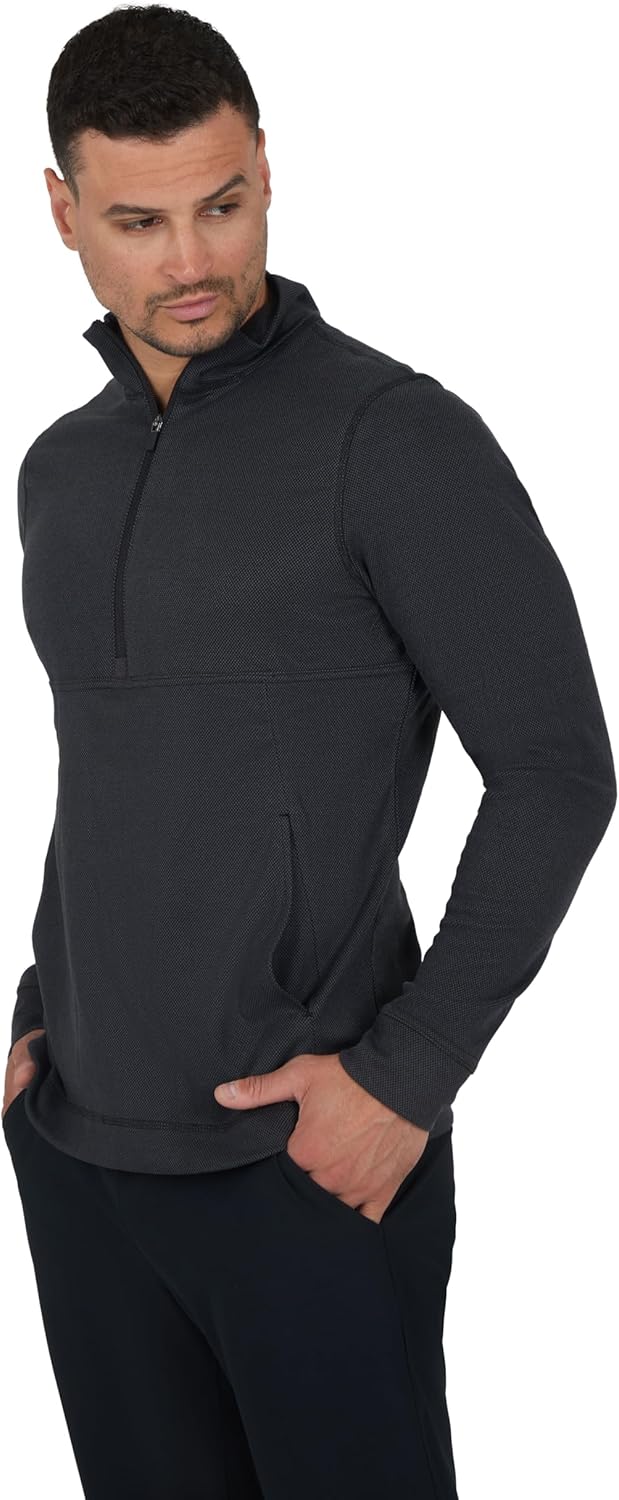 90 Degree By Reflex Soft Half Zip Pullover Long Sleeve Workout Running Shirt for Men