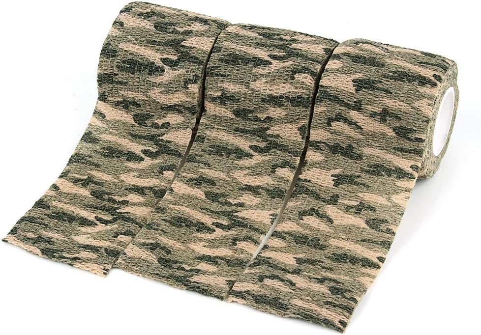 AIRSSON 6 Rolls Camo Tape Camouflage Form Wrap 1.96'' x 177'' Self-Adhesive Camo Stretch Bandage for Flashlights Bicycle Camera