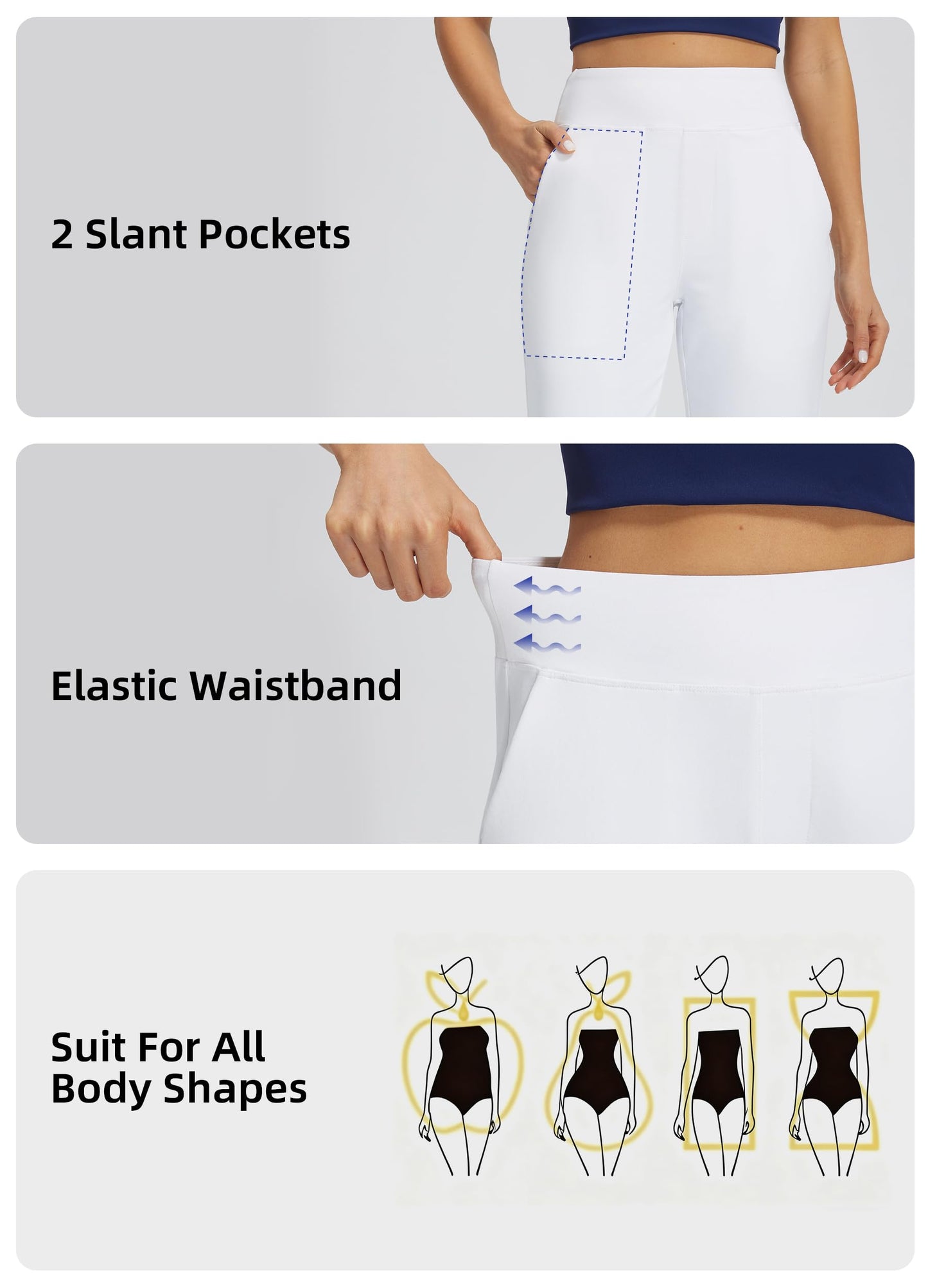 Libin Women's Pants with 4 Pockets Golf Pants 25''High Waisted Stretchy Ankle Pant for Travel Casual Athletic Busniess Work White S