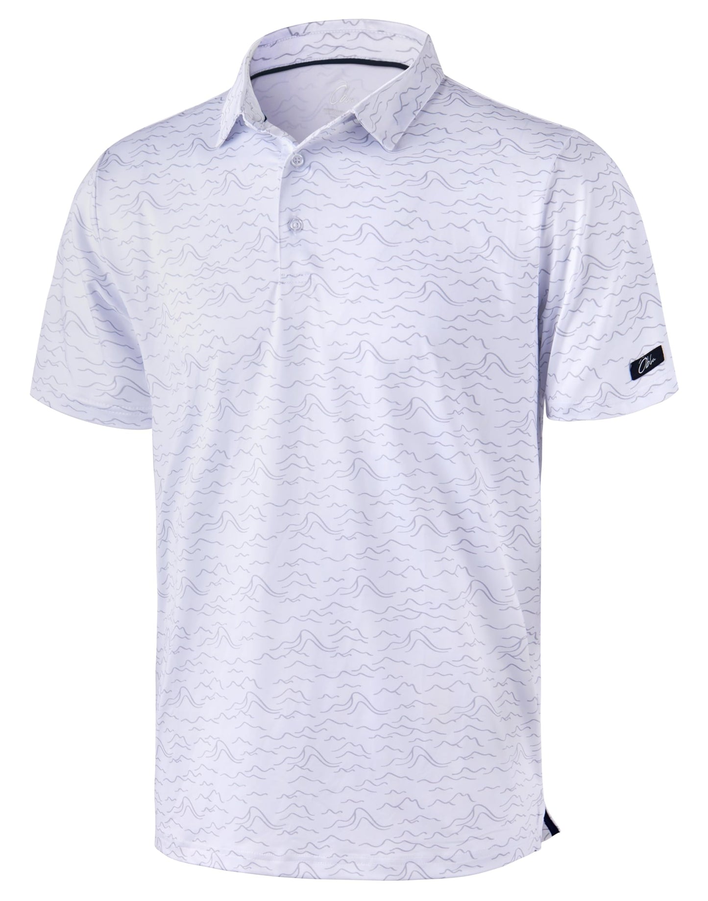 Obla Mens Golf Polo Shirts Short Sleeve Dry Fit Performance Moisture Wicking Casual Print Collared Golf Shirts for Men (White Peak_XXL)