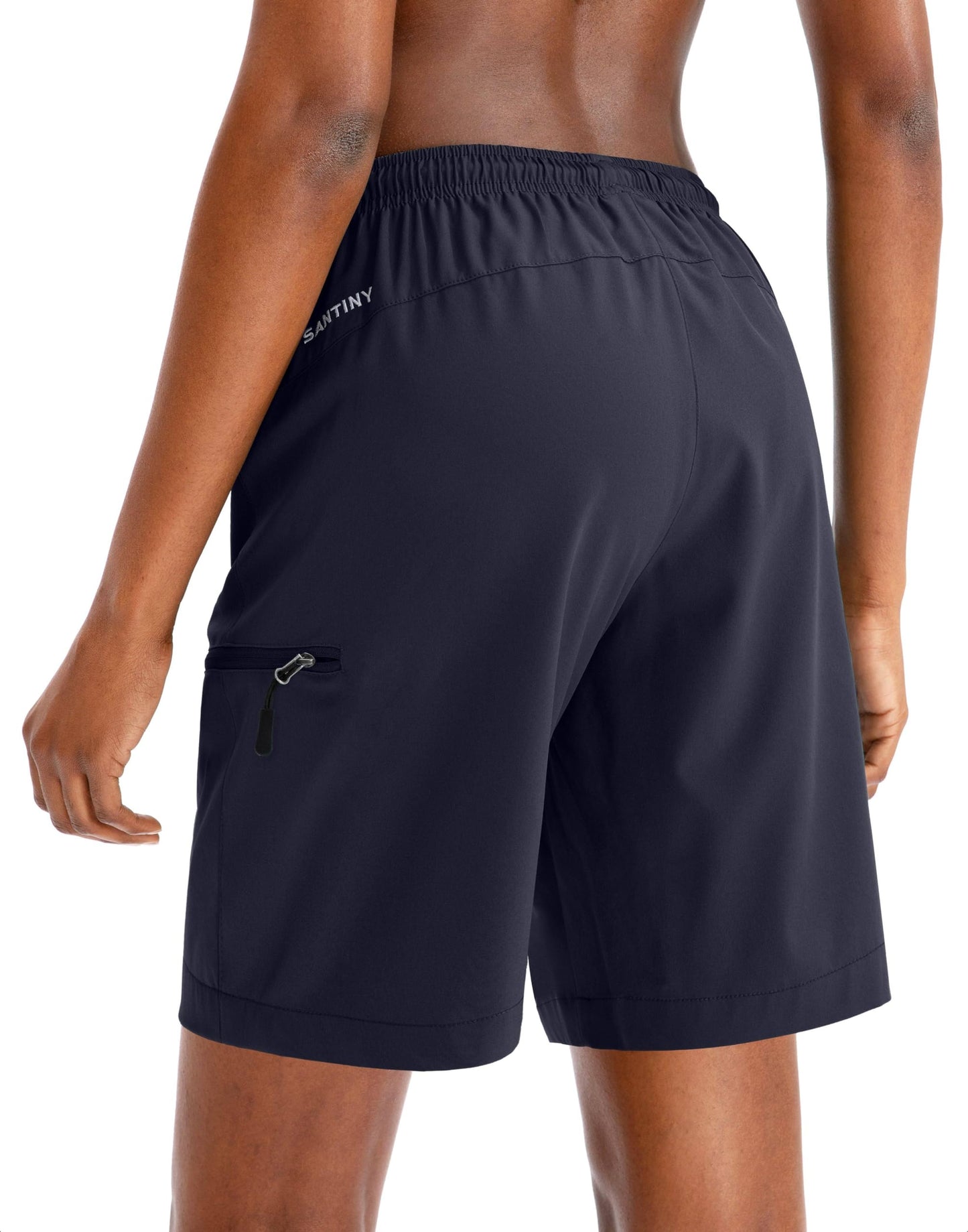SANTINY Women's 5''/ 7''/9'' Hiking Cargo Shorts Quick Dry Lightweight Summer Shorts for Women Athletic Golf Zipper Pockets(Navy_L)
