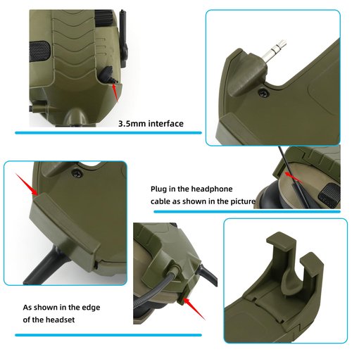 TSVISIONCORE Microphone & PTT for Walker's Razor Noise Cancelling Headphone Airsoft (Army Green)
