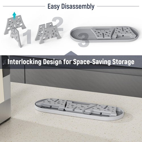 NiHome Silicone Water Bottle Drying Racks, Bottle Dryer Racks Fit for Stanley YETI Cups Owala Sport Bottles, Cheese Style for Faster Drying, Baby Bottles Thermoses Mugs, Set of 3 with Drip Tray (Gray)