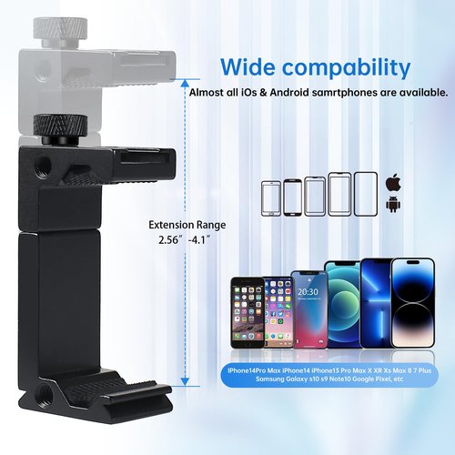 DEEPOWER Universal Compound Bow Phone Holder Aluminum Alloy Smartphone Mount for Archery Hunting - Instant Photo and Video Recorder