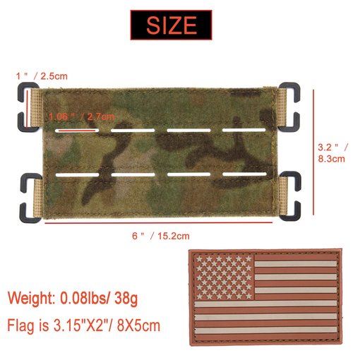 TAXATM Molle Patch Panel with Laser Cutting Loop, Molle Patch Display Holder for Backpack,6X3.2 Mini Patch Board Include American Flag Patch (1 pcs Camo)