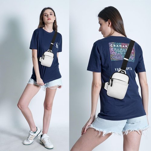 YAMEIZE Mini Crossbody Sling Bag - Trendy Small Chest Bag with Adjustable Strap for Men Women Multipurpose Daypack (White-(Mini))