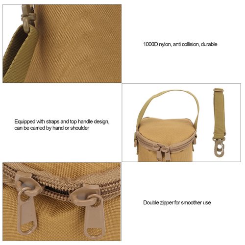 MOUMOUTEN Gas Cylinder Cover, Camping Gas Lamp Lights Handle Bags, Double Zipper Portable Propane Tank Carrying Bag, Multifunctional Pouch with Shoulder Strap, for Camping Hiking(Brown)