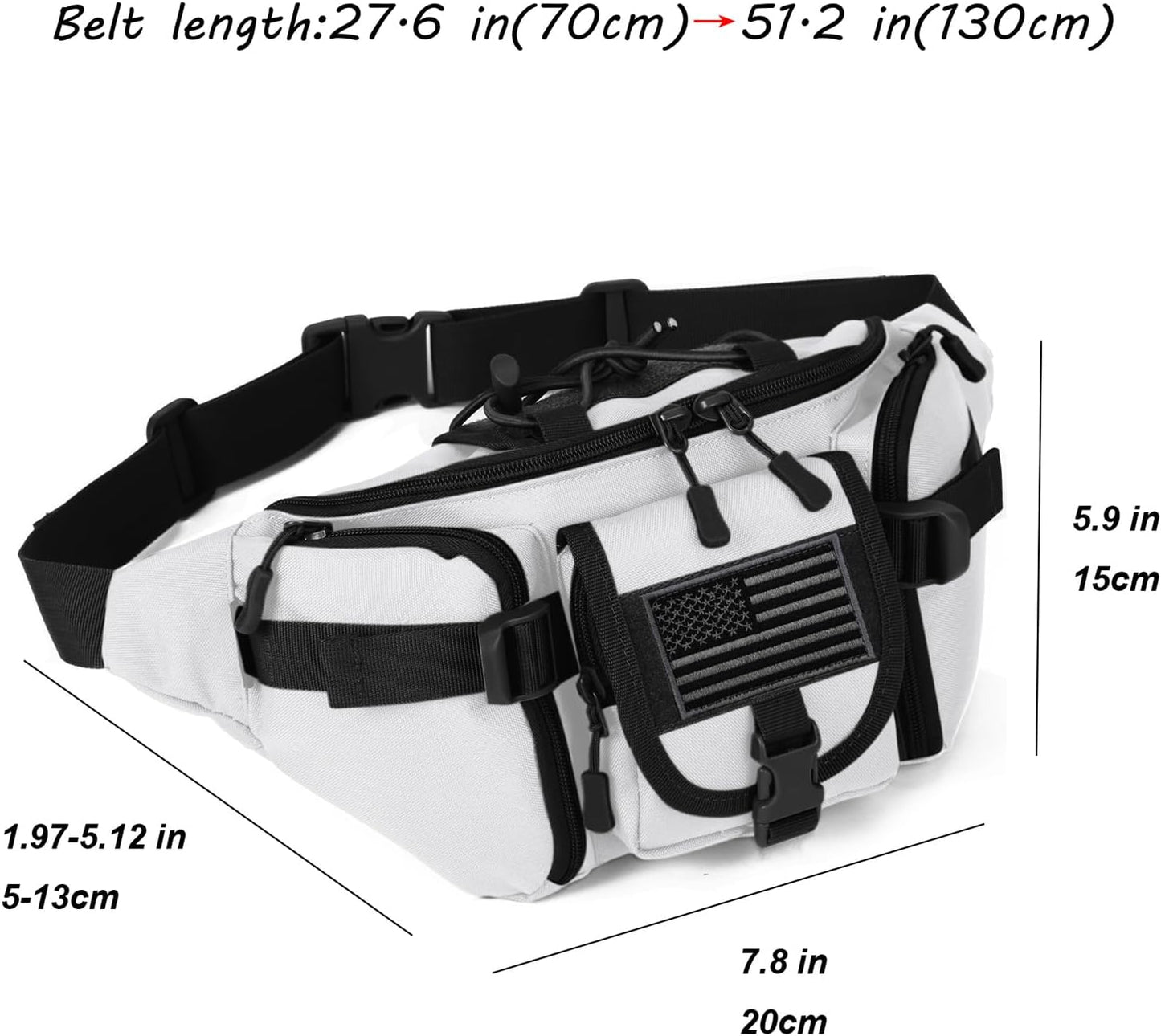ArcEnCiel Tactical Fanny Pack for Men Waist Bag Hip Belt Outdoor Hiking Fishing Bumbag with Patch
