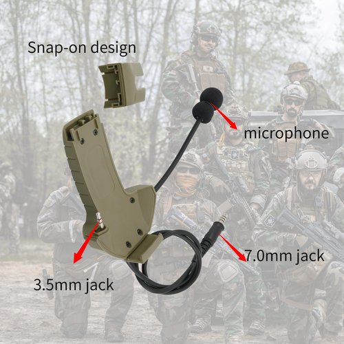 Hearangel Boom Microphone/Ken 2 Pin PTT Kit Compatible with Walker's Razor Slim Earmuffs,Covert Ear Defender to Communicated Earmuff