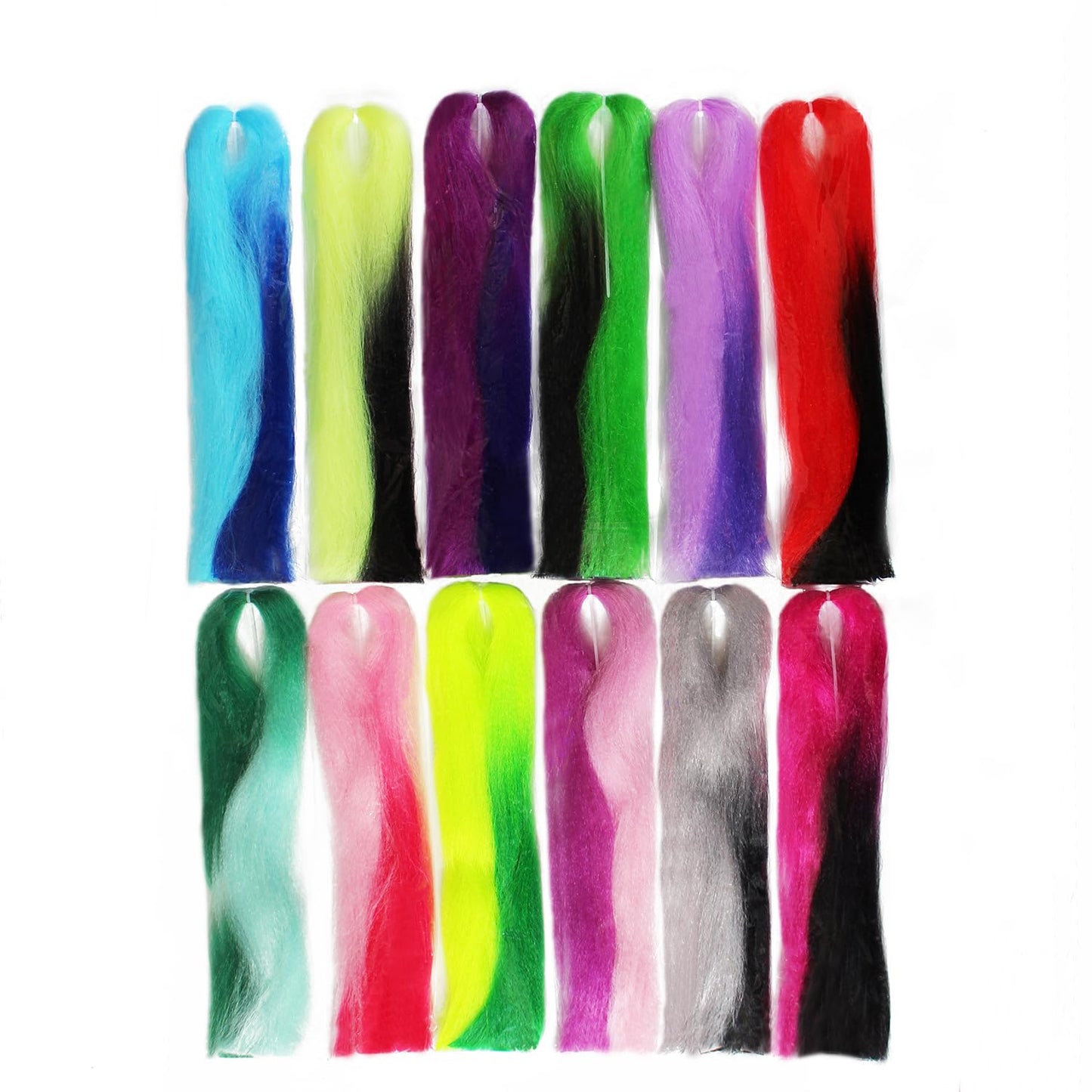 Tigofly 12 Colors Double Color Synthetic Fiber Large Hank Super Hair Bucktail Jigs Lure Making Streamers Fly Tying Materials