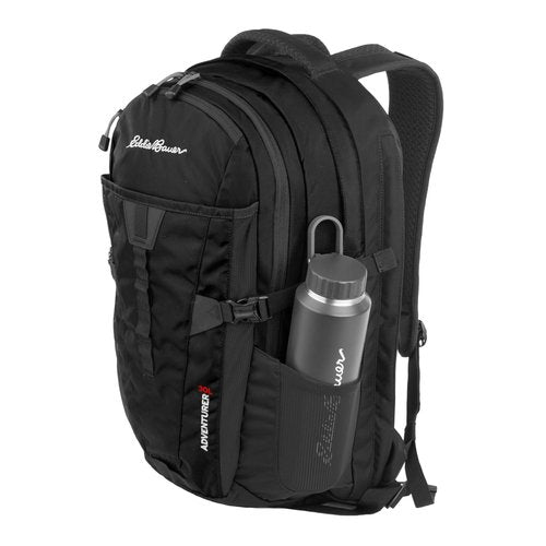 Eddie Bauer Adventurer Backpack with Organization Compartments and Hydration/Laptop Compatible Sleeve, Adventurer - Black, 30L