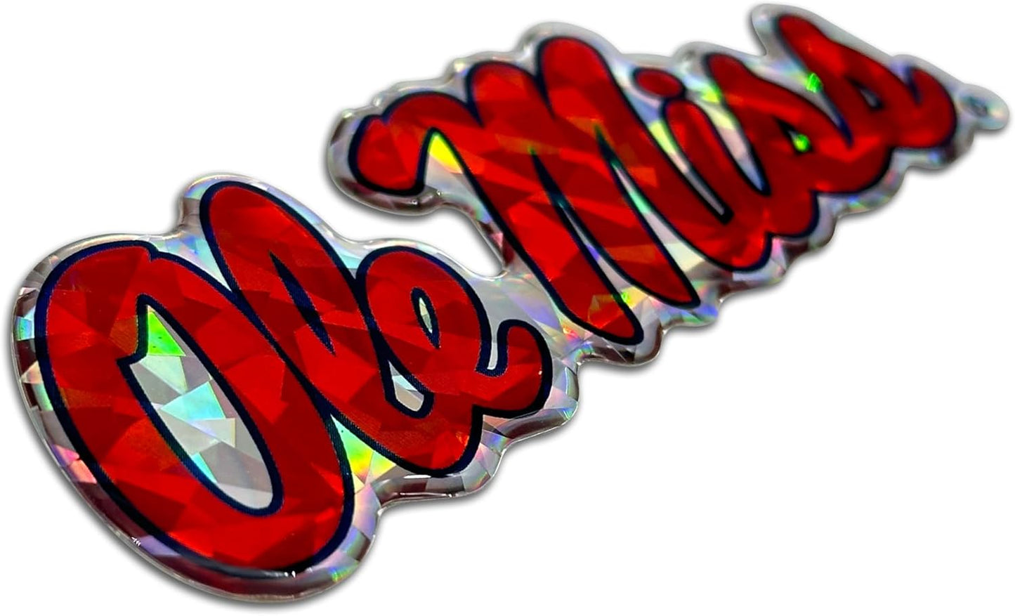 Elektroplate Officially Licensed Ole Miss Red Reflective Decal | Premium 3D Doming All Weather Sticker for Car, Water Bottle, Laptop, Tablet, Window, Cooler, Bumper, Toolbox, Phone | Made in The USA