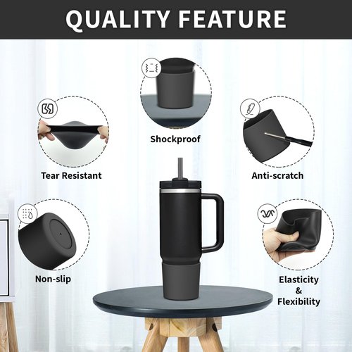 WUQID Higher Silicone Boot Compatible with Stanley Quencher H2.0 40oz 30oz 20oz & IceFlow Flip 30oz 20oz,Fit Same Diameter 20oz-40oz Tumbler Cups Anti-Slip Bottle Bottom Sleeve Cover